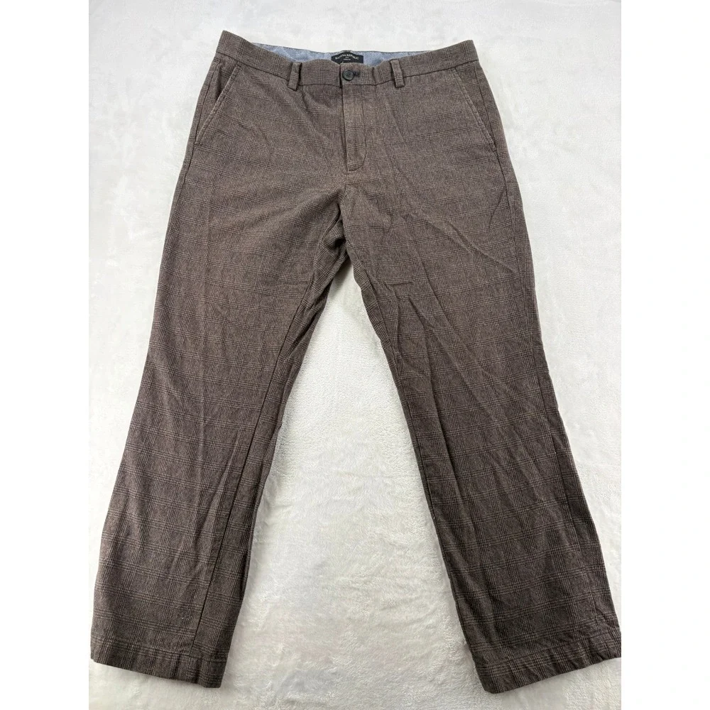Banana Republic Chinos Mens 35x30 Aiden Fit Brown Glen Plaid Slim Straight Pants